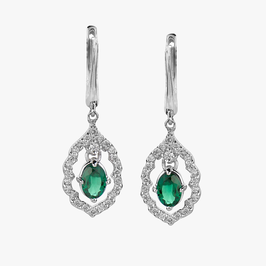 گوشواره جواهر طرح چشم سبز (Green Eye)