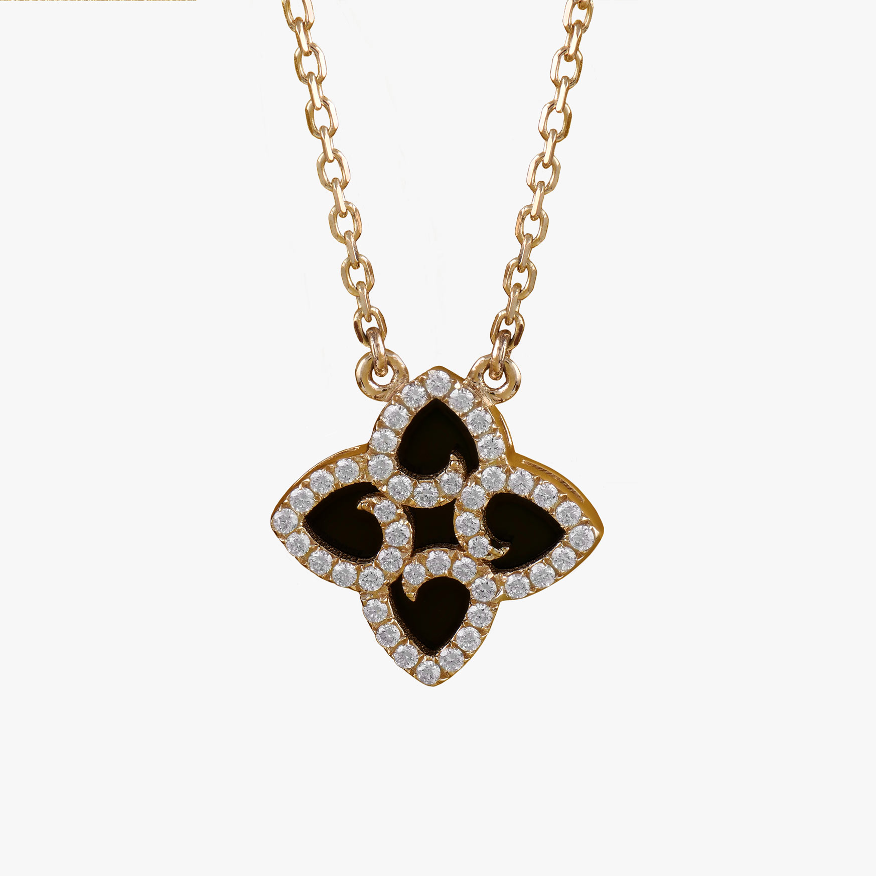 Four-Petal Nyx Onyx Jewelry Necklace