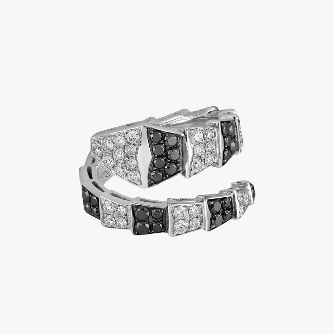 Viper Style Black and White Diamond Ring