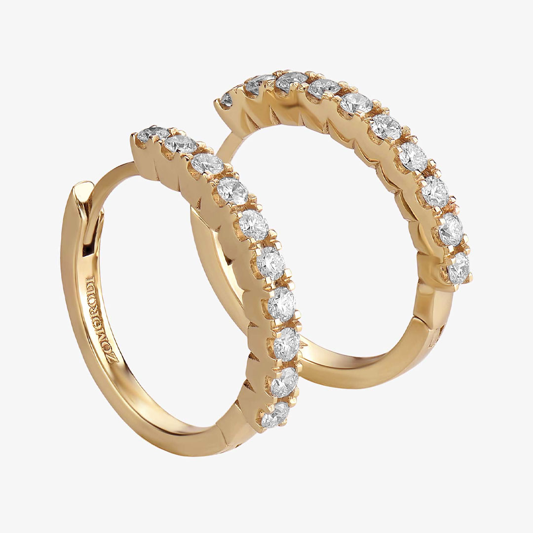 Shiny Hoop Twenty-Diamond Jewelry Earrings