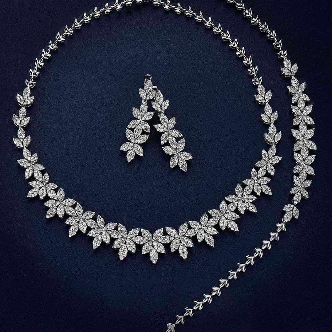 Silver Fall Diamond Jewelry Set