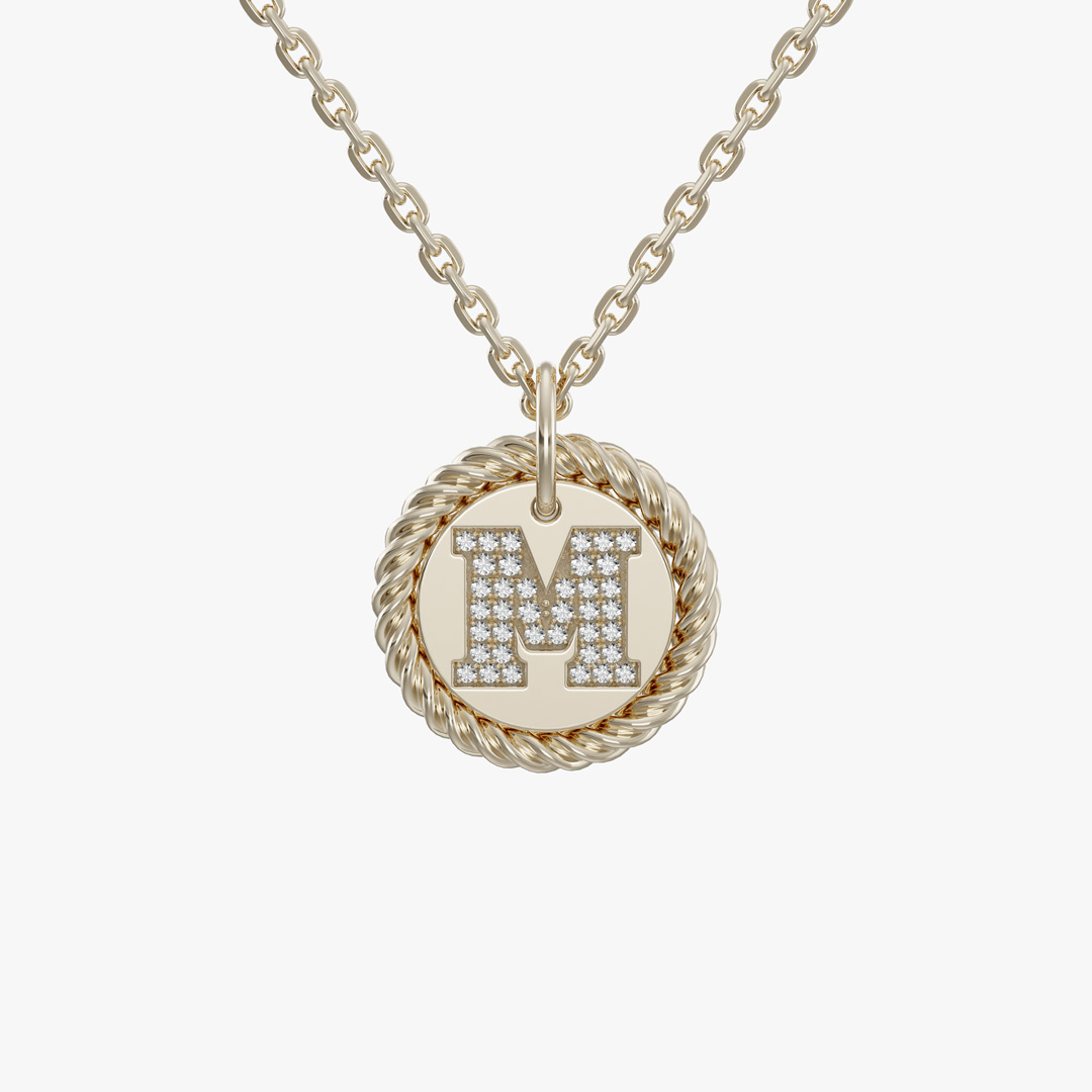 Alphabet M Diamond Pendant