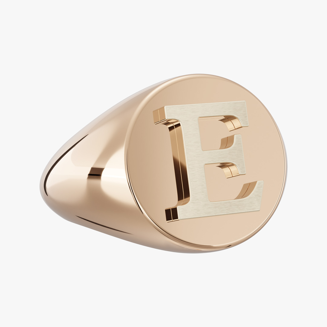 Alphabet (E) Gold Ring