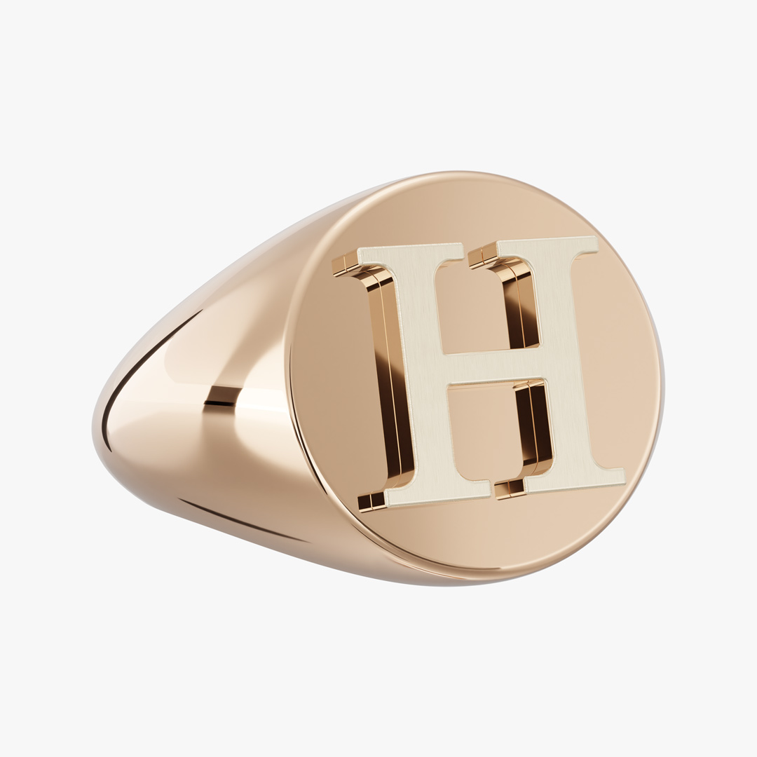 Alphabet (H) Gold Ring