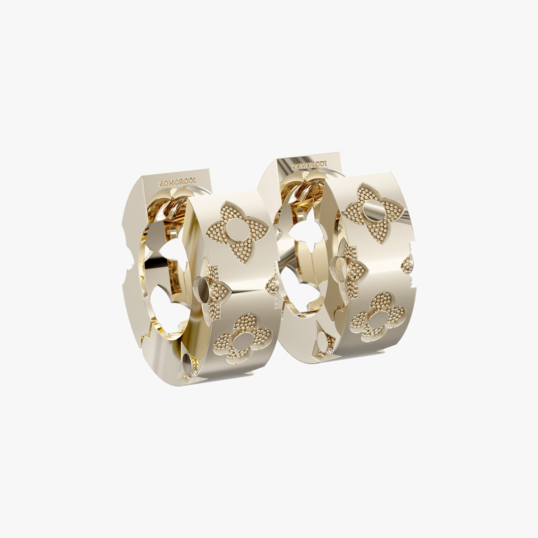 Champagne Gold Floral Gold Earrings