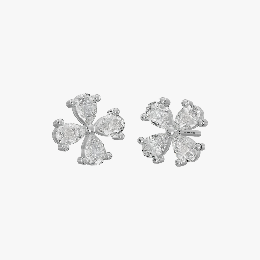 گوشواره جواهر طرح شبدر (0.17 قیراط) 