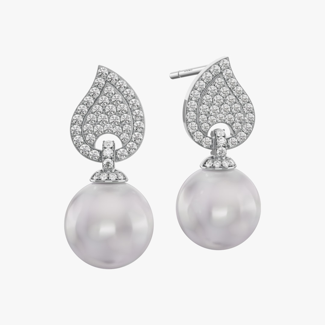 Marian Diamond and Pearl Earrings