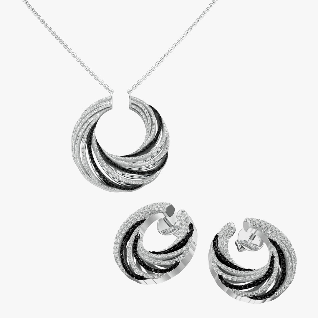 Diamond Two-Tone Floka Jewelry Half Set