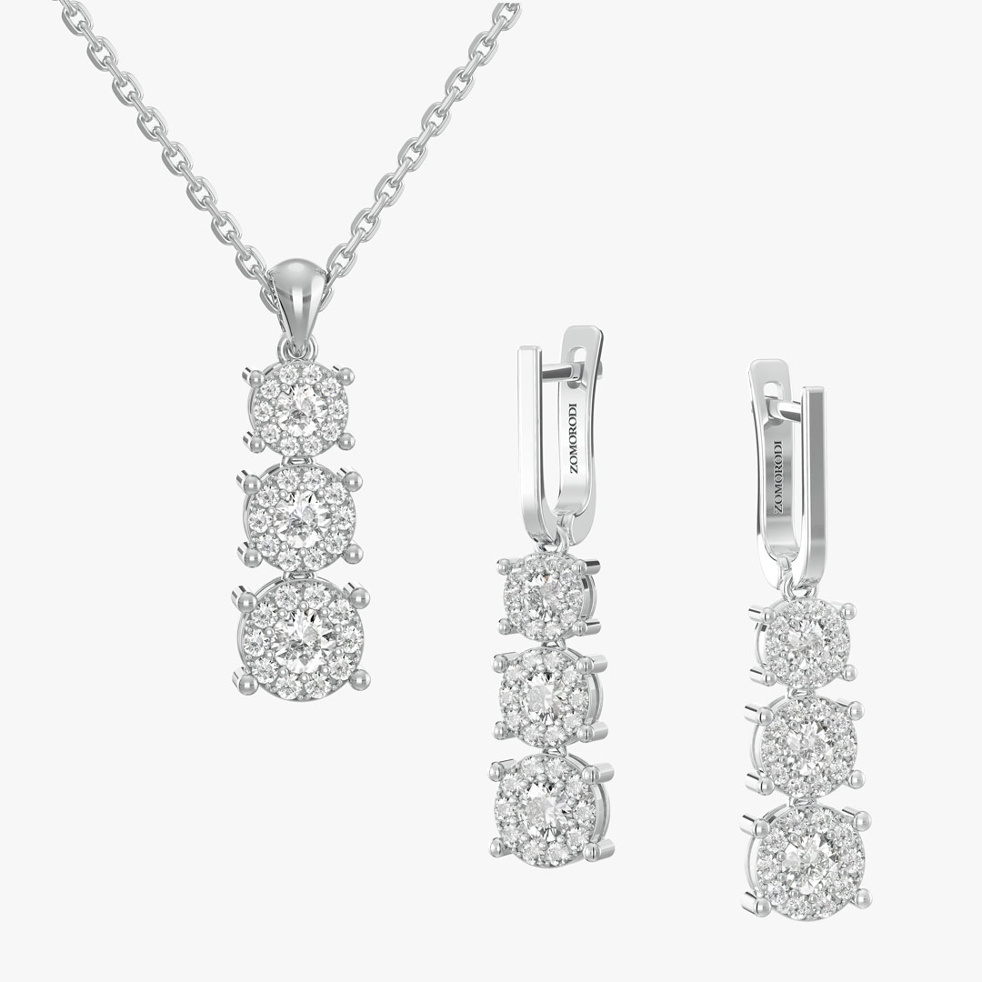 Three Flowers Jewelry Half Set