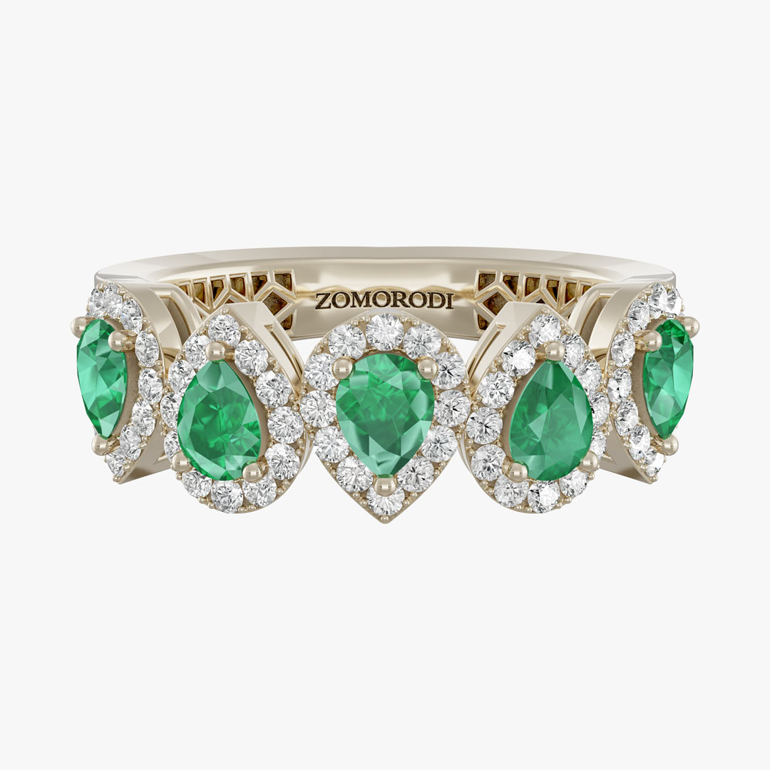 Five Pear-Cut Diamond Jewelry Ring