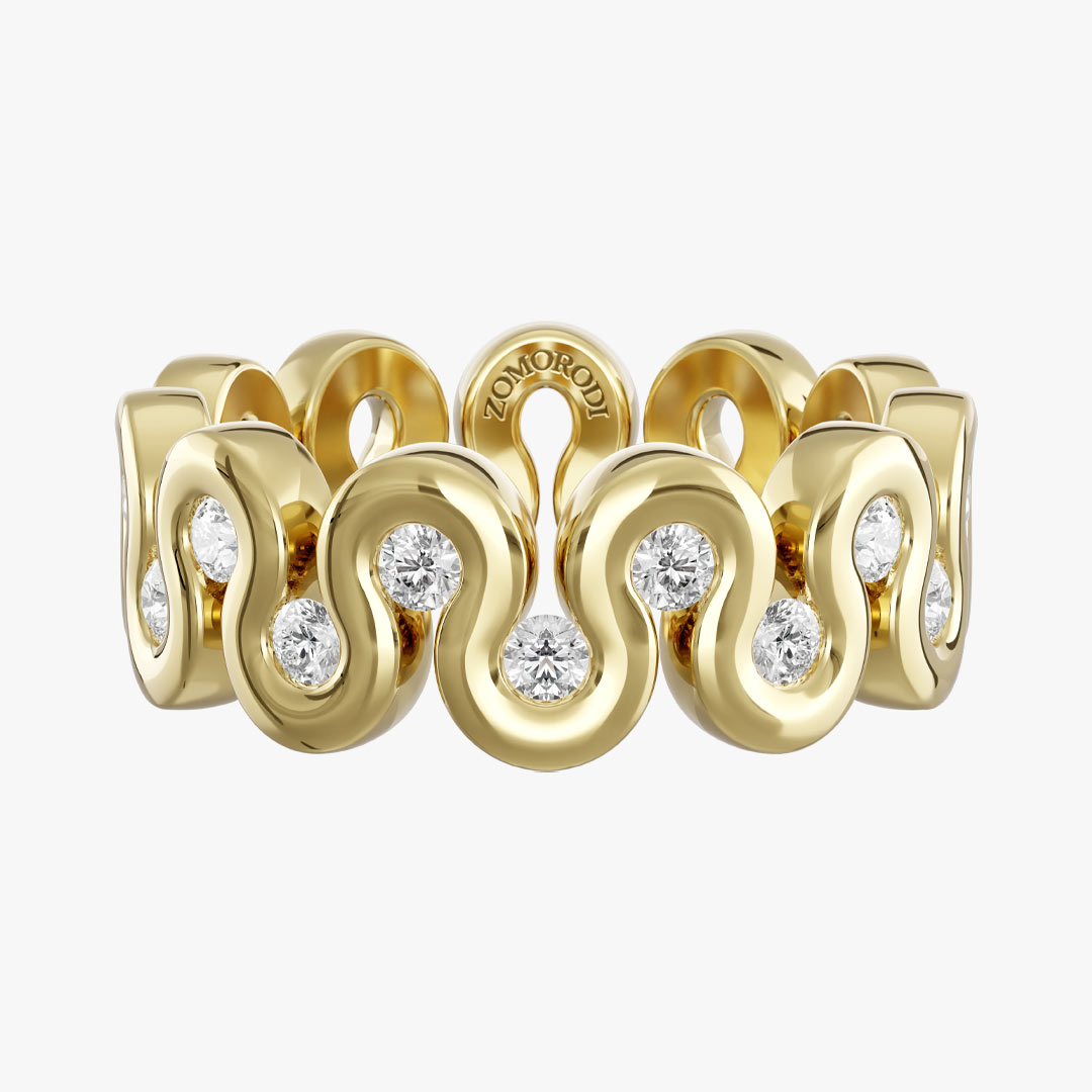 Wave Diamond Ring (11 Stones)