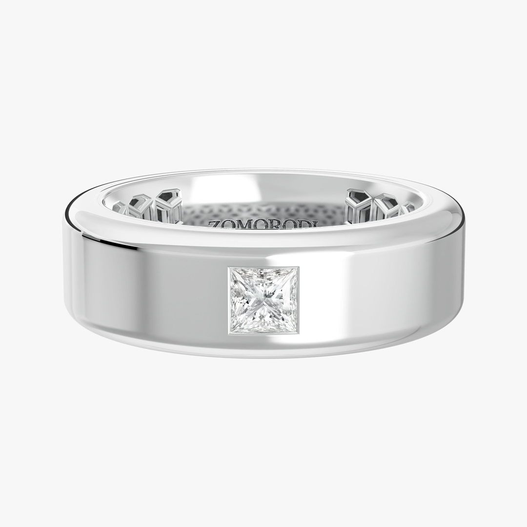 Camilens Princess-Cut 0.30-Carat Men's Diamond Wedding Ring