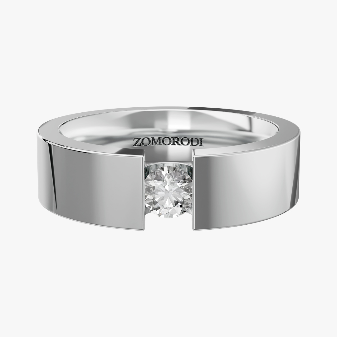 Single Diamond Round-Cut Men's Wedding Ring