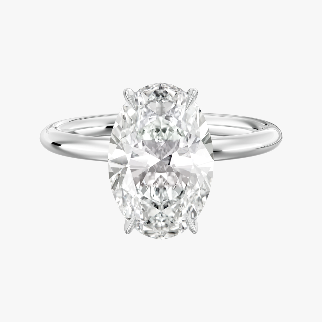 Four-Prong Oval Diamond Solitaire Ring