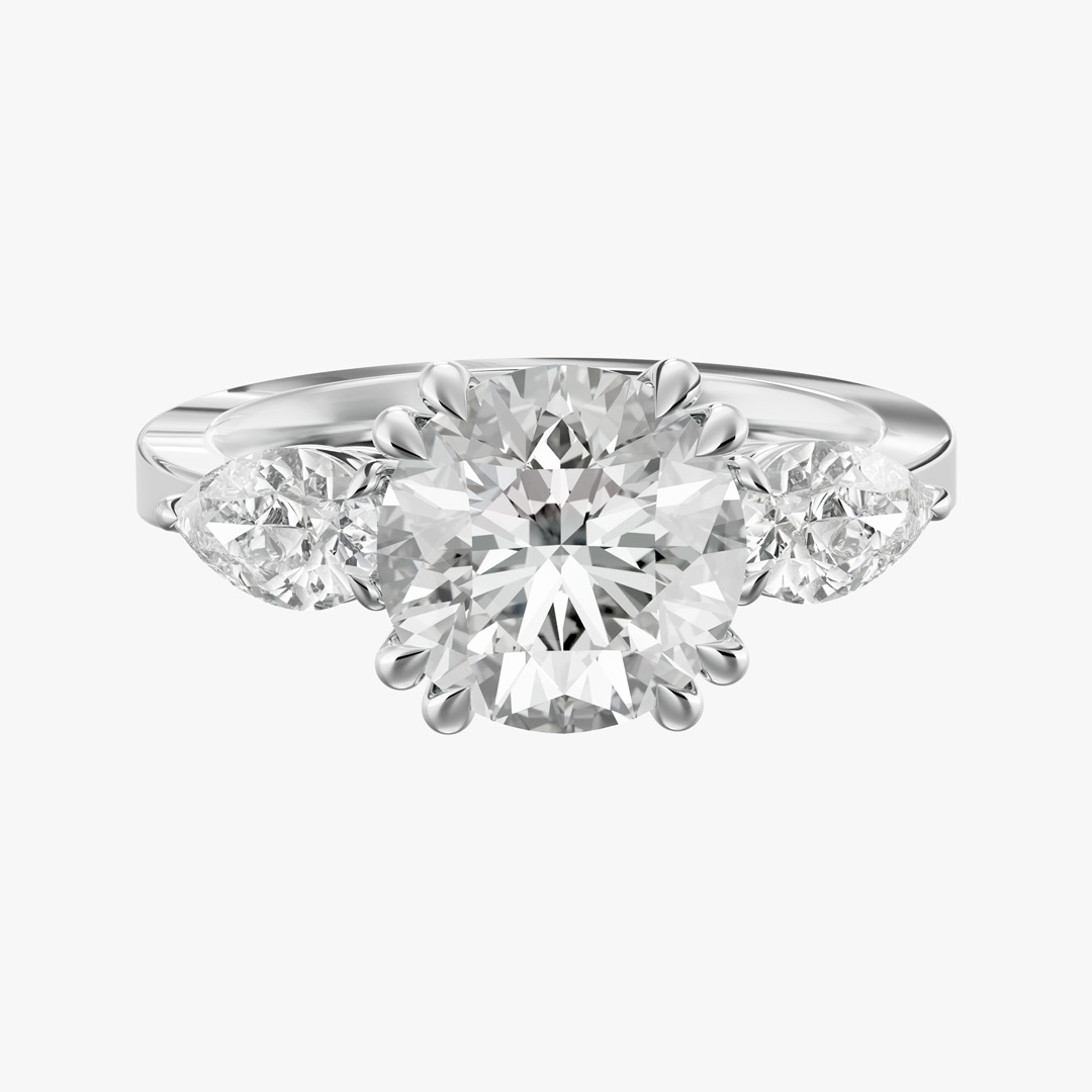 Enigma Pear and Round-Cut Wedding Ring