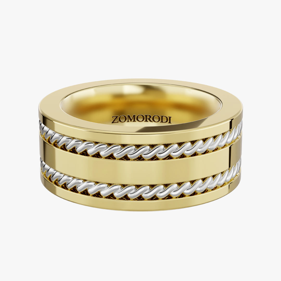 حلقه ازدواج طلای 18 عیار طرح تلما