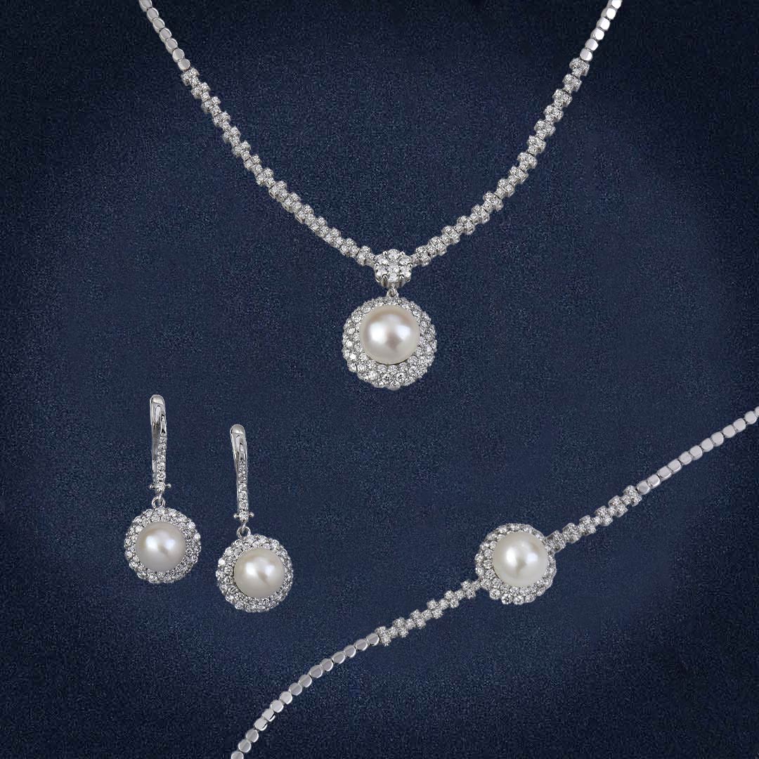Margarita Diamond and Pearl Jewelry Set