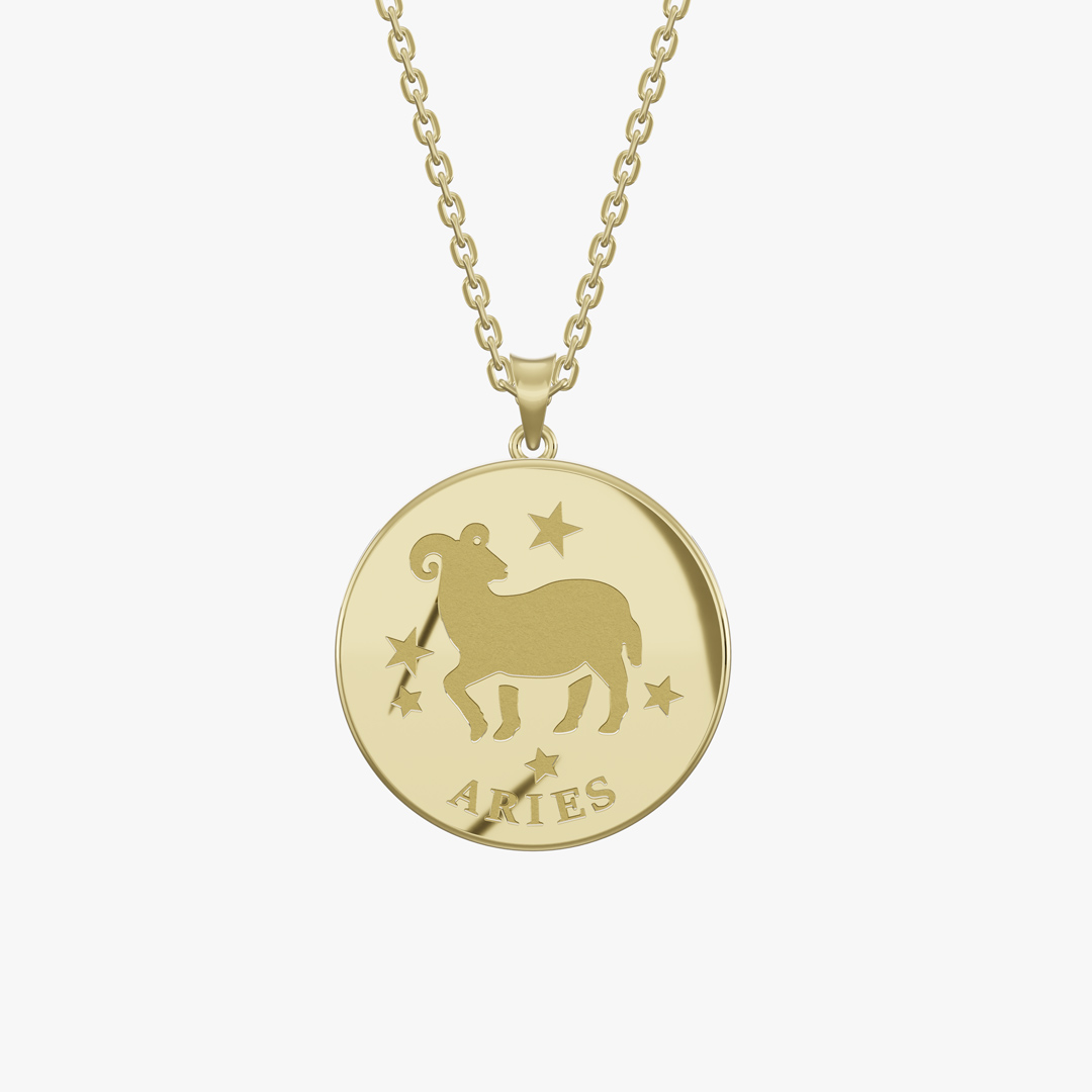 Aries Birth Month Gold Pendant
