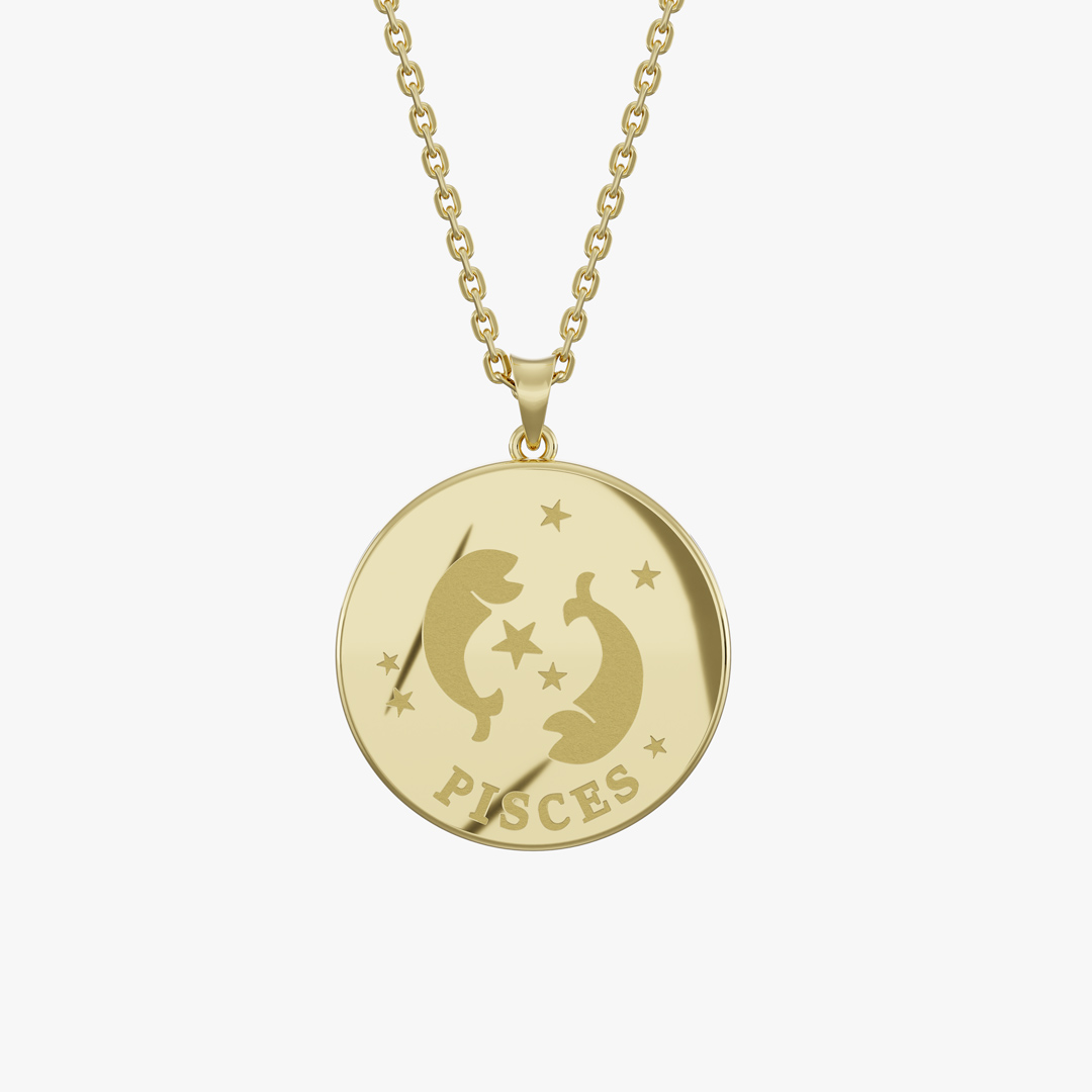 Pisces Birth Month Gold Pendant