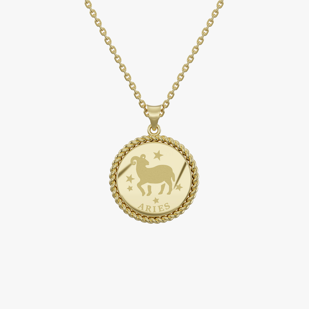 Aries Birth Month Gold Pendant